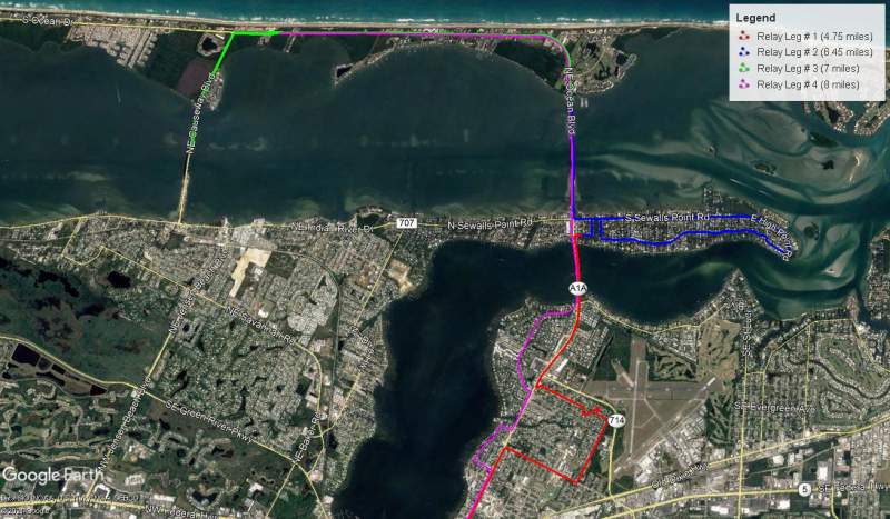 Marathon course map - Relay Legs